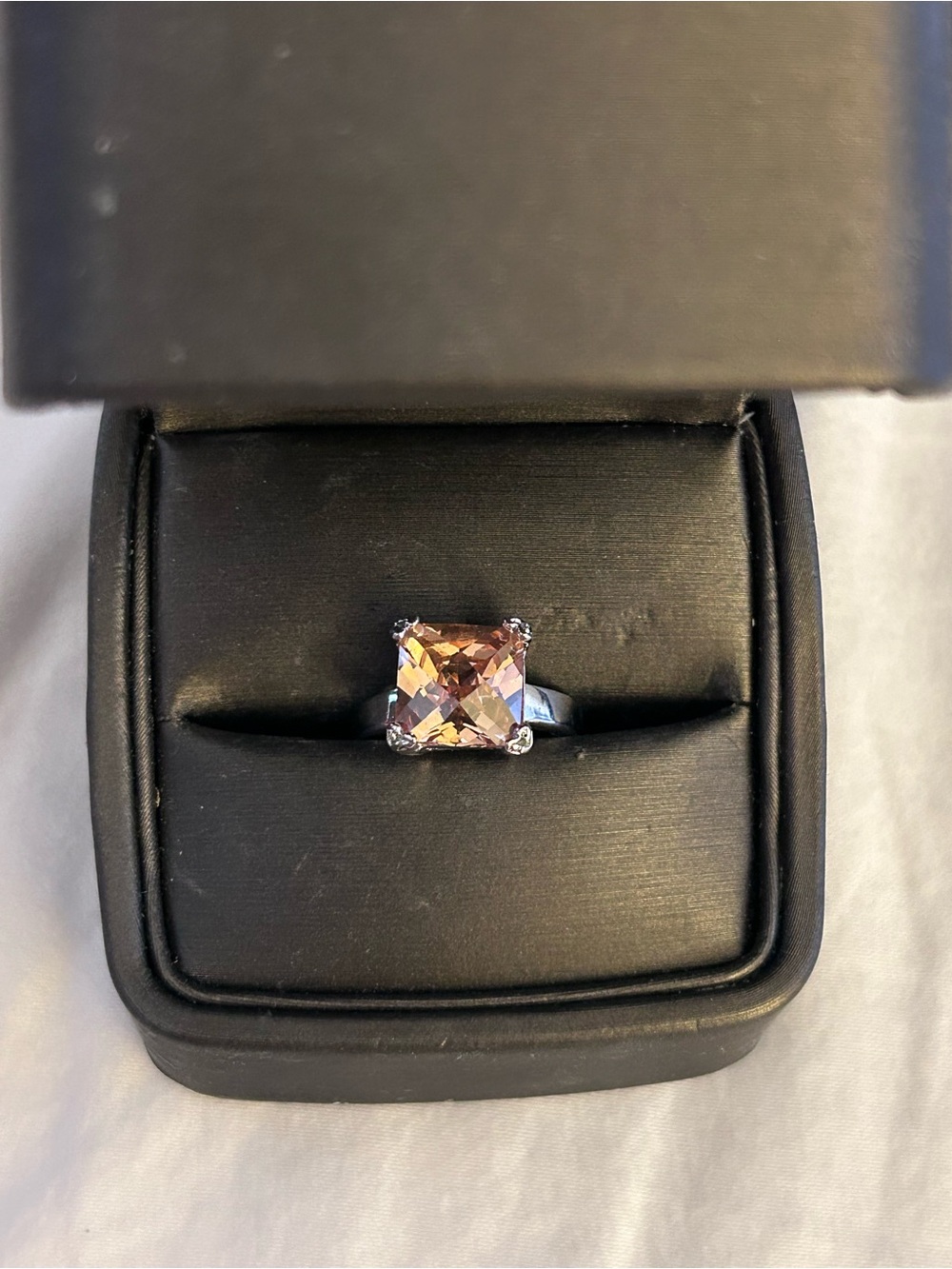 Champagne-Cut Crystal Ring in Silver-Tone Setting - Picture 4 of 6